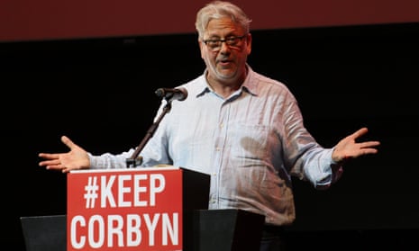 Jon Lansman speaking at a Corbyn Stays rally in London in July.