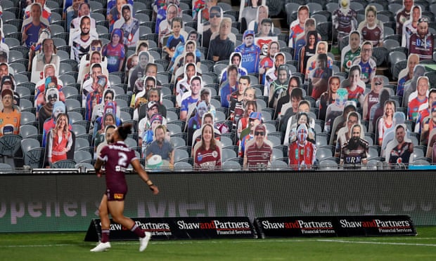 Cardboard cut-outs of NRL fans