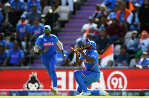 Vijay Shankar of India takes the catch of Gulbadin Naib of Afghanistan.