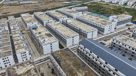 Aerial image of the vacated online scam centres in Cambodia.