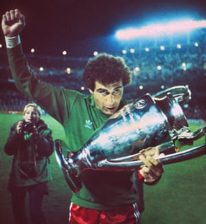 Peter Shilton celebrates with the trophy