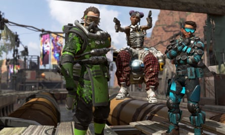 Meet the team … Apex Legends characters Caustic, Lifeline and Mirage.