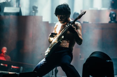 Simon Neil of Biffy Clyro plays guitar at The O2, London, 14 January.