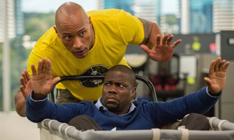 Hands-free skit … Dwayne Johnson and Kevin Hart.