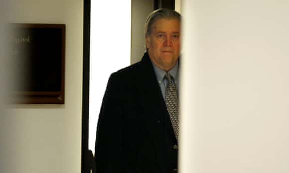 Steve Bannon arrives for an interview by the house intelligence committee in Washington.