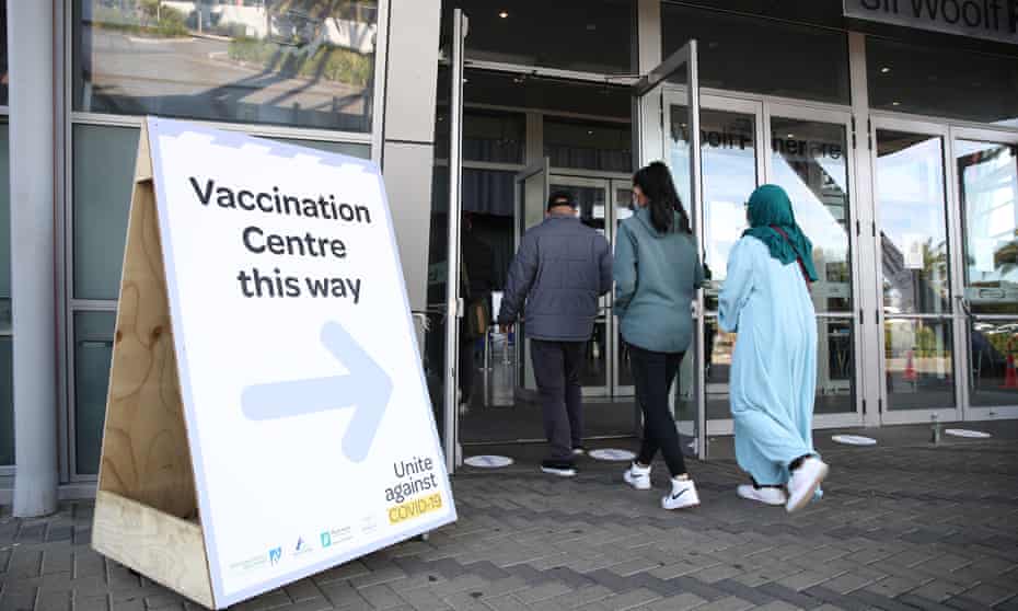 People arrive to be vaccinated in Auckland