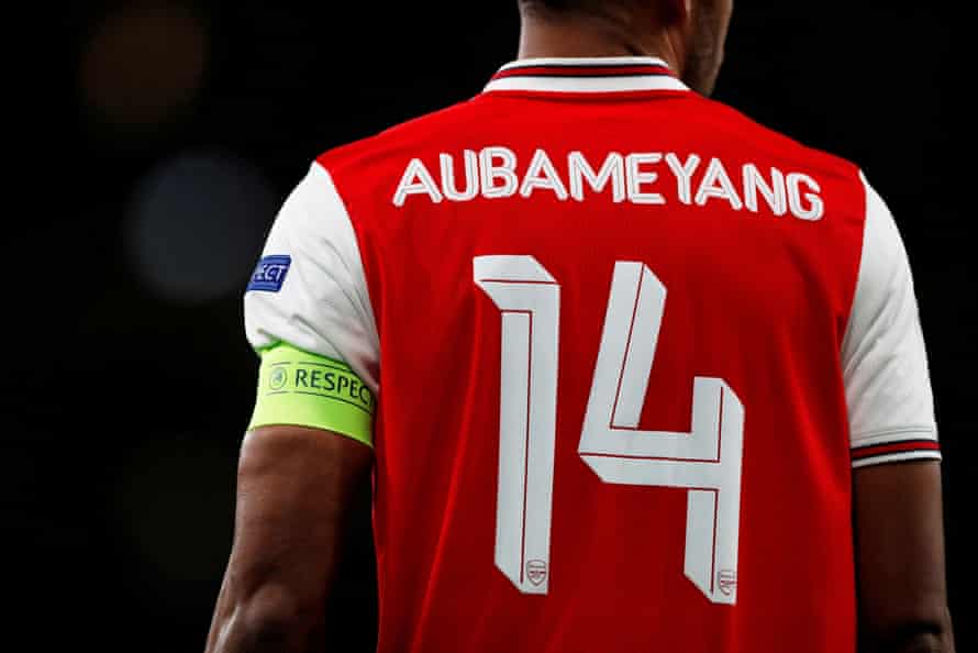Pierre-Emerick Aubameyang wearing the captain’s armband for Arsenal