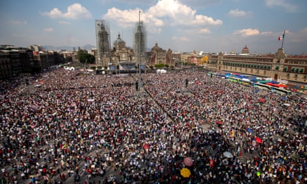 López Obrador supporters in Mexico City