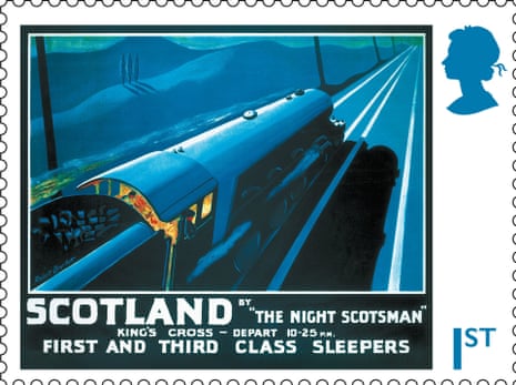 One of 12 new Royal Mail stamps to mark the 100th anniversary of steam locomotive the Flying Scotsman. They are the final set of stamps to feature late Queen Elizabeth II's silhouette. 
