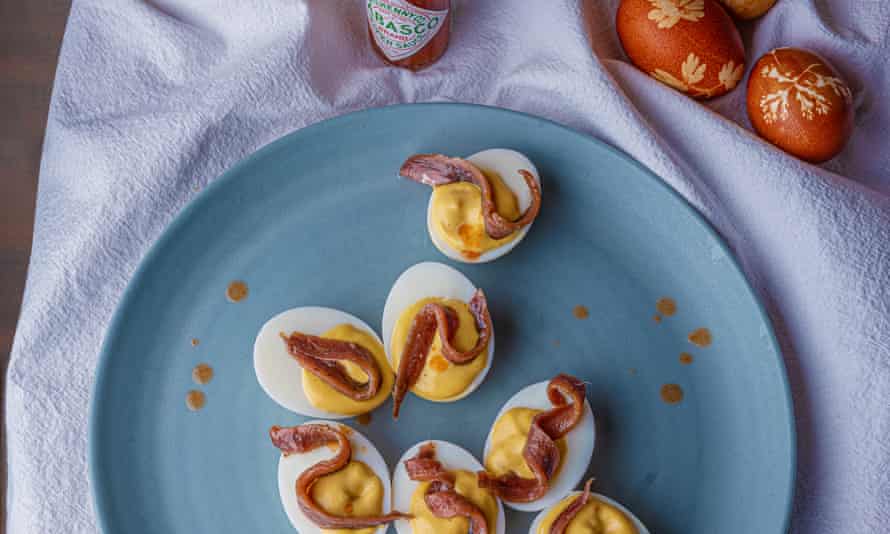 Devilled egg and anchovy by Florence Knight.