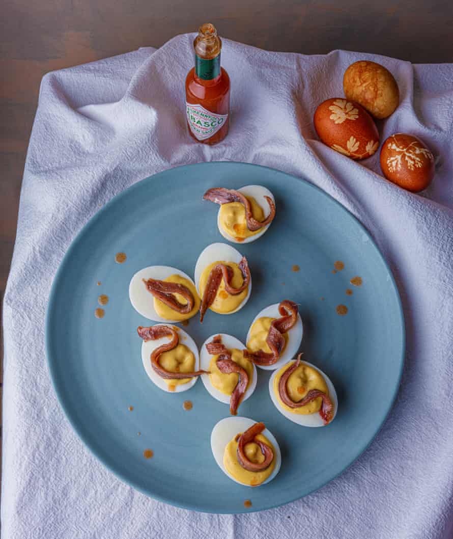 Devilled egg and anchovy