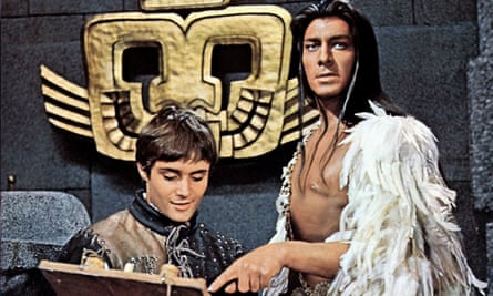 Christopher Plummer, right, as Atahuallpa andLeonard Whiting as Young Martin in the film version of The Royal Hunt of the Sun, 1969.