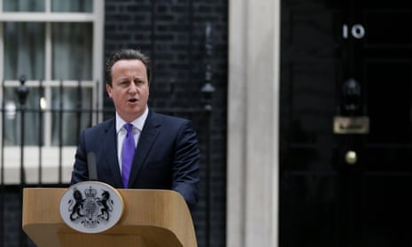 Britain's Prime Minister David Cameron speaking to the media outside 10 Downing Street in London, Thursday, May 23, 2013.