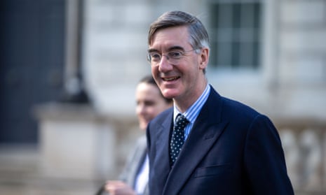 Jacob Rees-Mogg blue suit and tie
