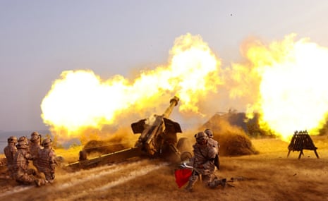 File image of an artillery drill carried out for North Korean leader Kim Jong-un in May 2025