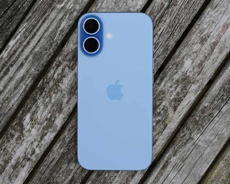 An iPhone on a wooden table outside