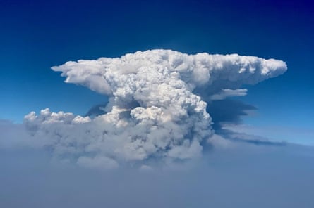A pyrocumulus cloud, also known as a fire cloud, is seen over the Bootleg Fire in southern Oregon this week.