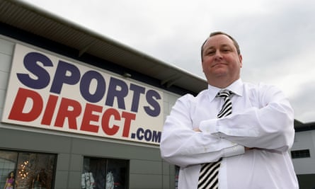 Sports Direct founder Mike Ashley outside its headquarters in Shirebrook, Derbyshire.