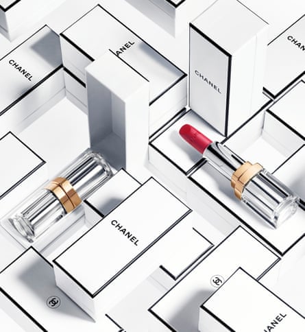 Chanel’s 31 Le Rouge lipstick in a glass case