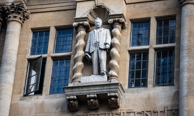The statue of Cecil Rhodes at Oriel College, University of Oxford