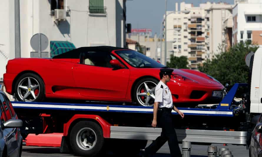 A Ferrari confiscated after an operation against the Russian mafia in Marbella.