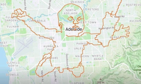 Pete Stokes rode for eight hours around Adelaide to sketch the outline of Nirvana’s famous Nevermind cover using GPS-based site Strava. 