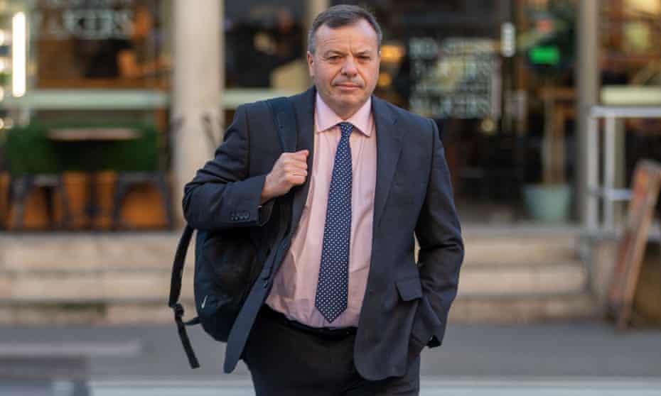 Arron Banks arrives at the high court in London to attend the trial of libel case against Carole Cadwalladr.