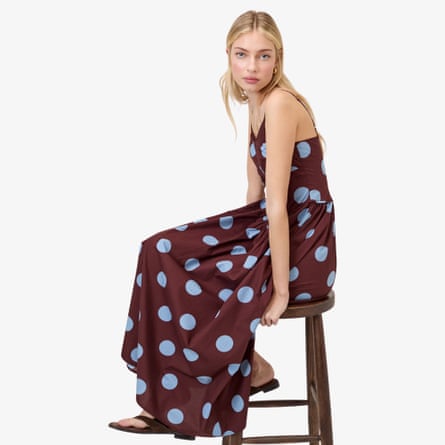 Nobody’s Child brown polka dot renley midi dress