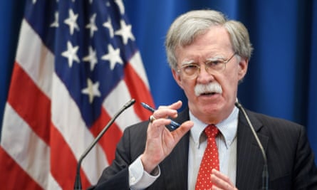 John Bolton addresses a press conference following a meeting with his Russian counterpart in Geneva.