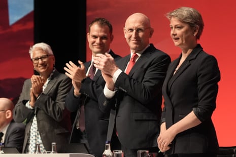 Yvette Cooper being applauded after her speech.