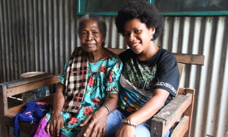Esther Rumsowek (right), a high school teacher and Esther Kurni, 71, the mother of Toni Sapioper, who fled Jayapura with her seven children by outrigger canoe in 1984 after her home was surrounded by Indonesian soldiers.