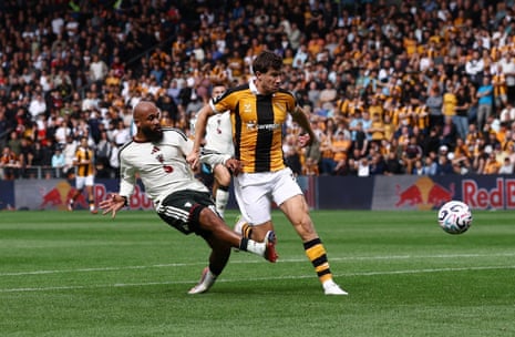 Bryan Mbeumo shoots at goal.