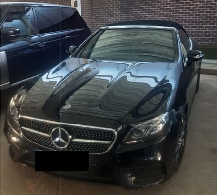 One of the Mercedes vehicles seized by officers.