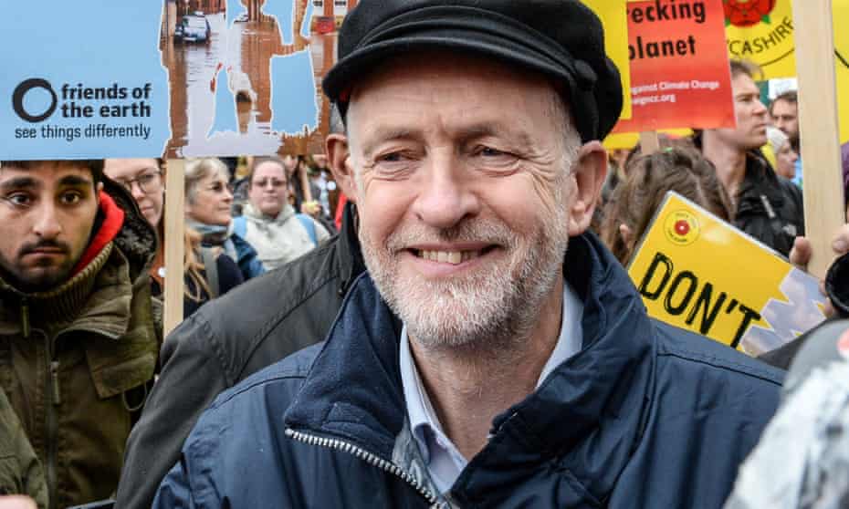 Jeremy Corbyn at Sunday’s climate march in London