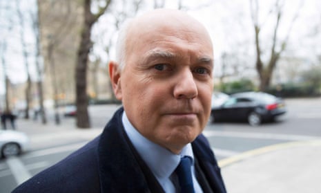 Britain’s former Secretary for Work and Pensions, Iain Duncan Smith, arrives for a television interview in London
