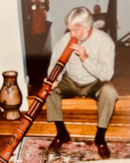 Dr. James Goodrich playing the didgeridoo.