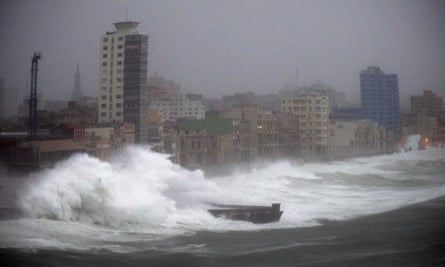 Strong waves brought by Hurricane Irma hit the Malecon seawall in Havana.