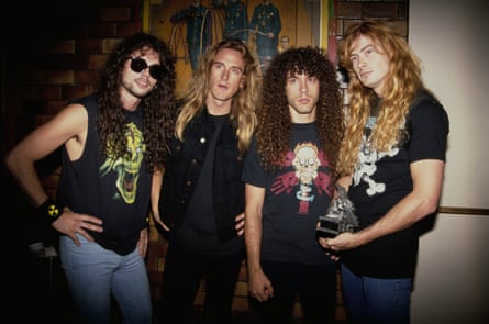 Megadeth in 1991. L-R: Nick Menza, David Ellefson, Marty Friedman and Dave Mustaine.