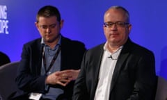 Clash of cultures: News UK’s Chris Duncan and Brave’s Brendan Eich at Advertising Week Europe. 
CEO Digital Content Next during The Death of the Wild West: Putting the Consumer First in the Ad Block Debate at Advertising Week Europe 2016 at Picturehouse Central on April 18, 2016 in London, England.  (Photo by Luca Teuchmann/Getty Images for Advertising Week Europe)