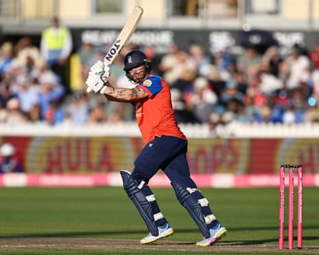 Phil Salt plays an attacking shot as England chase 159 to beat India in Bristol.