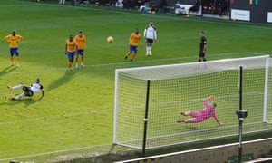 Fulham v Everton, Premier League, Football, Craven Cottage, London, UK - 22 Nov 2020<br>EDITORIAL USE ONLY No use with unauthorised audio, video, data, fixture lists, club/league logos or "live" services. Online in-match use limited to 120 images, no video emulation. No use in betting, games or single club/league/player publications.
Mandatory Credit: Photo by Jed Leicester/BPI/REX/Shutterstock (11025166ay)
Ivan Cavaleiro of Fulham kicks his own foot as he takes a penalty and skies the ball over the head of Everton goalkeeper Jordan Pickford and the bar
Fulham v Everton, Premier League, Football, Craven Cottage, London, UK - 22 Nov 2020