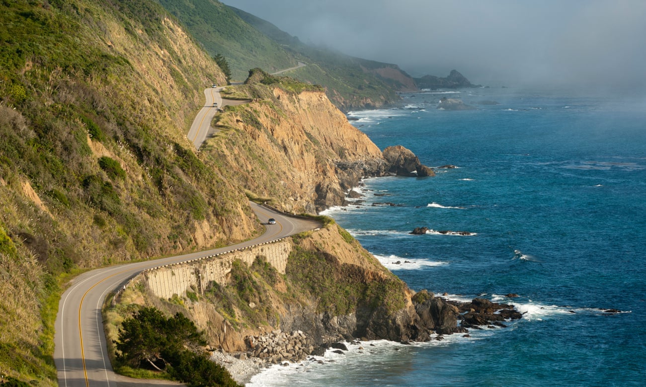 California Highway One winds along the Big Sur coastline. 