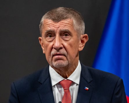 Andrej Babiš at a news conference
