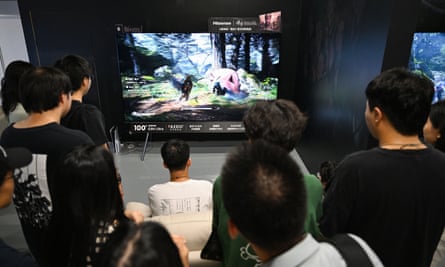 Gamers play Black Myth: Wukong in Shanghai.