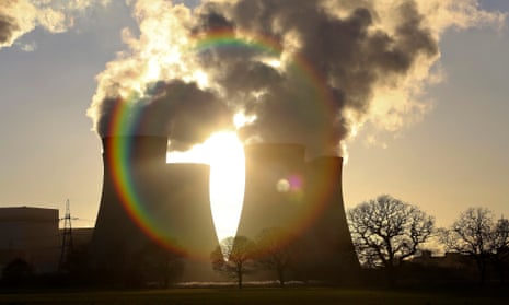 The sun shines behind Drax coal-fired power station. Analysts say the milestone illustrates coal’s dramatic decline. 