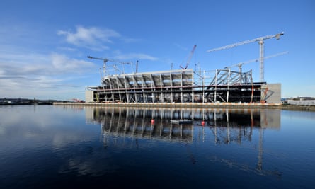 The New Everton Stadium at Bramley-Moore Dock in November 2022.