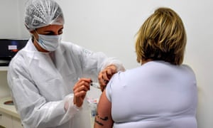 Brazilian pediatric doctor Monica Levi, one of the volunteers who received the COVID-19 vaccine, works in Sao Paulo, Brazil.