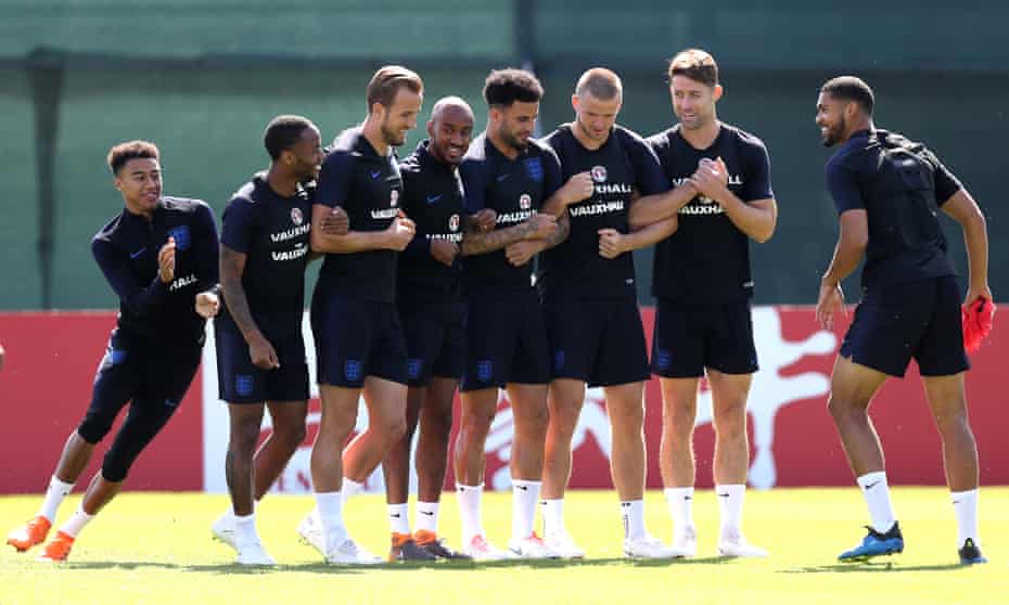 The England squad during a training session in Saint Petersburg, Russia. 