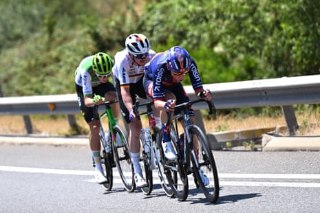 Alex Molenaar of Netherlands Felix Engelhardt of Germany and Frank van den Broek of Netherlands compete in the breakaway.