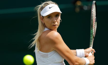 Katie Boulter on her way to victory over Victoriya Tomova in three sets
